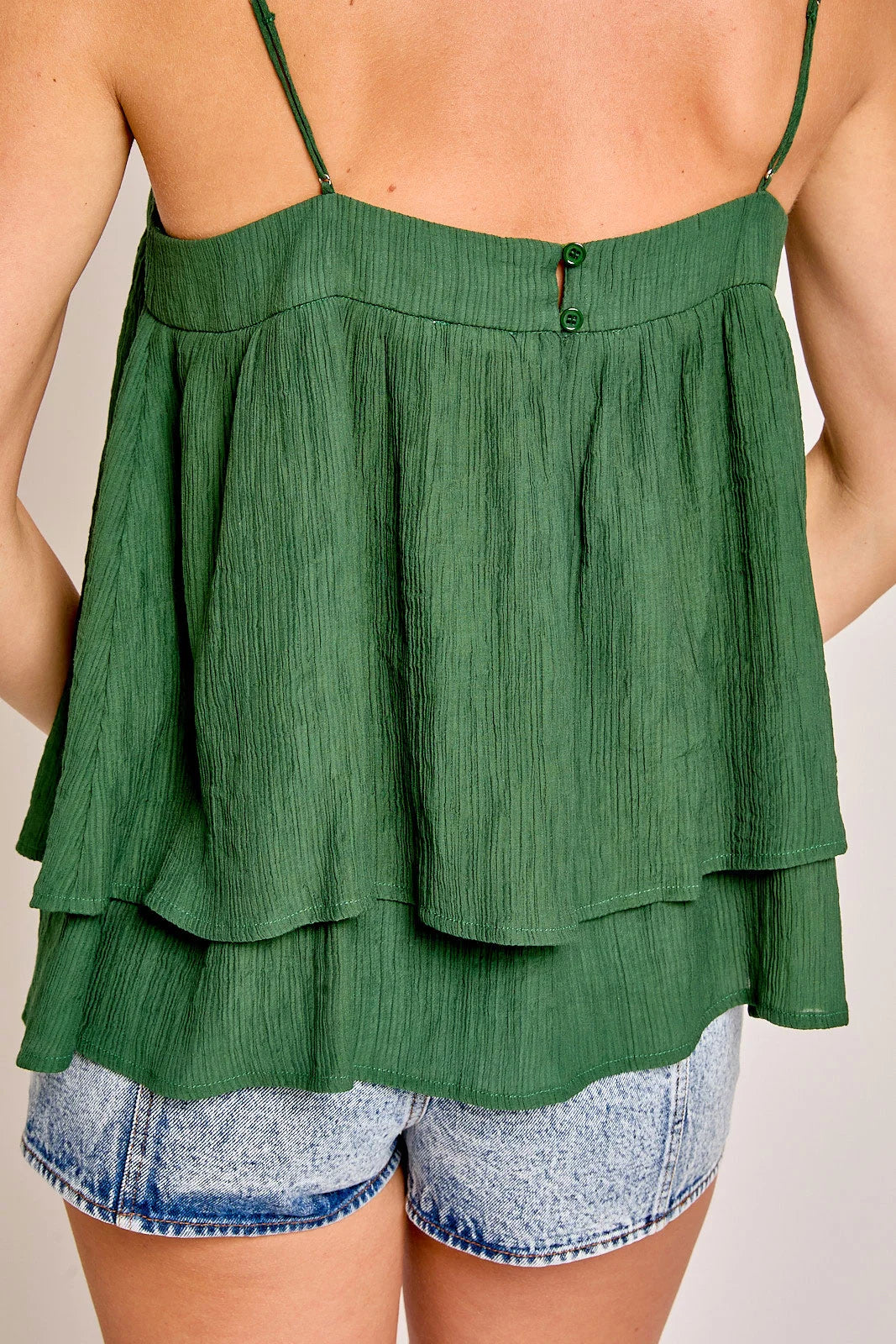 Layered Spaghetti Strap Flare Top