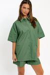 Oversized Cotton Front Pocket Short Sleeve Shirt