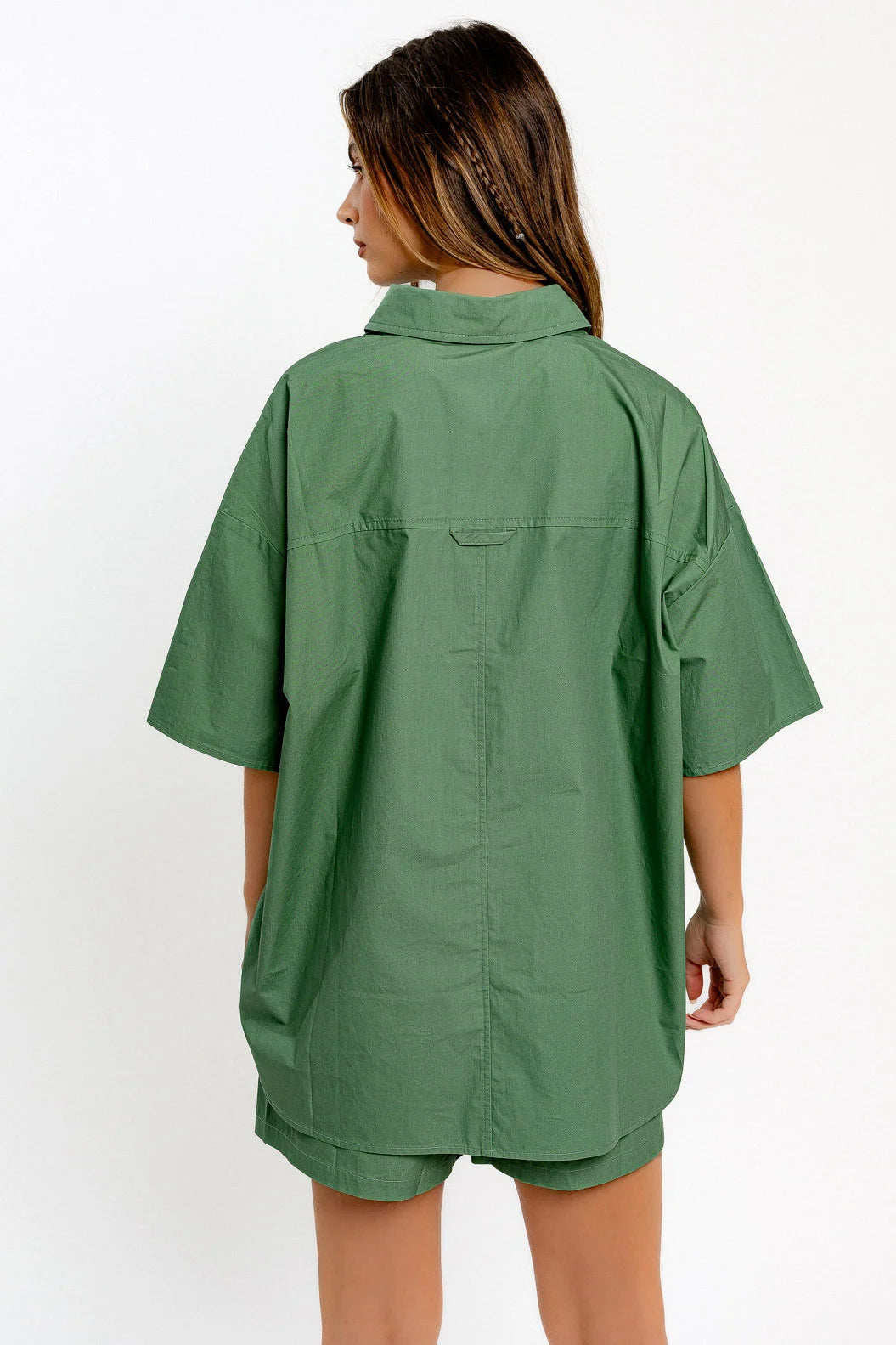 Oversized Cotton Front Pocket Short Sleeve Shirt