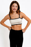 Ribbed Contrast Sleeveless Crop sweater Top