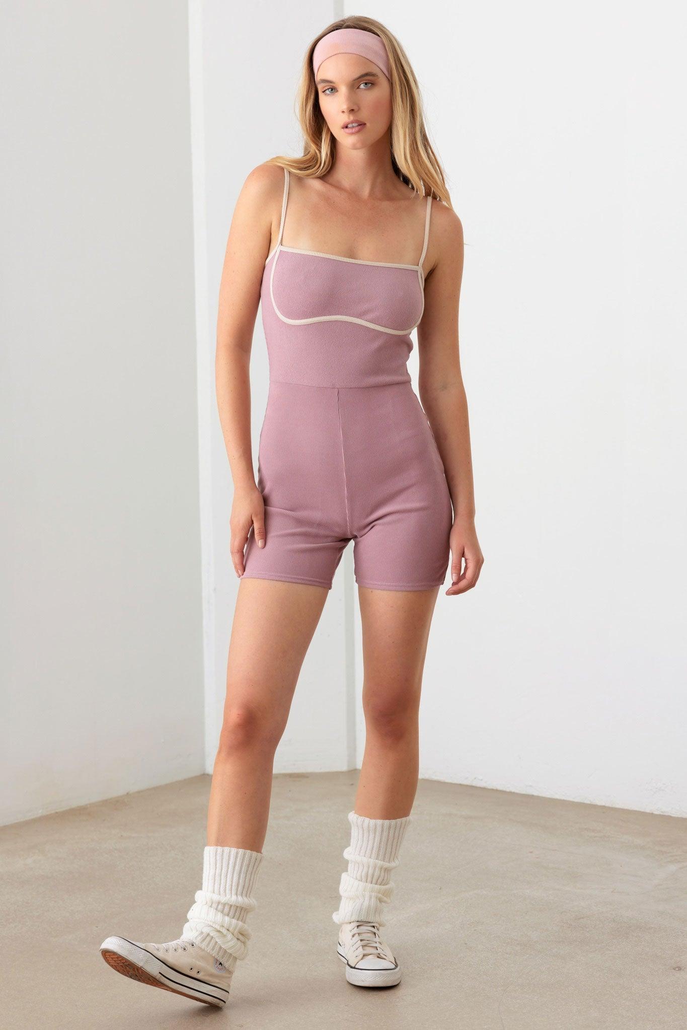 Ribbed Contrast Binding Romper - Tasha Apparel Wholesale