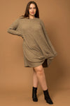 Plus Size Twisted Ribbed Long Sleeve Dress