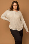 Plus Size Striped Button Up Long Sleeve Shirt