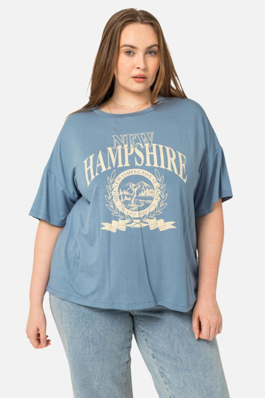 Plus Size Short Sleeve "New Hampshire" Graphic Top - Tasha Apparel Wholesale