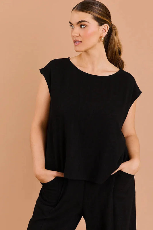 Plus Size Cap Sleeve Round Neck Top