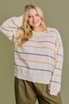 Plus size Striped Long Sleeve Relax Sweater Top