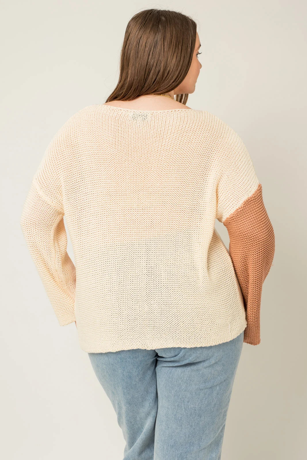 Plus Size Multicolor Front Pocket Sweater