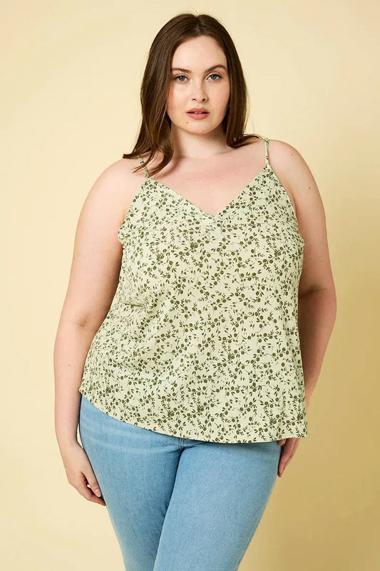 Plus Size Ditsy Print Cami Top - Tasha Apparel Wholesale