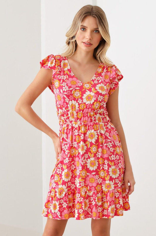Tasha Floral Mini Strappy Dress – She Is Boutique