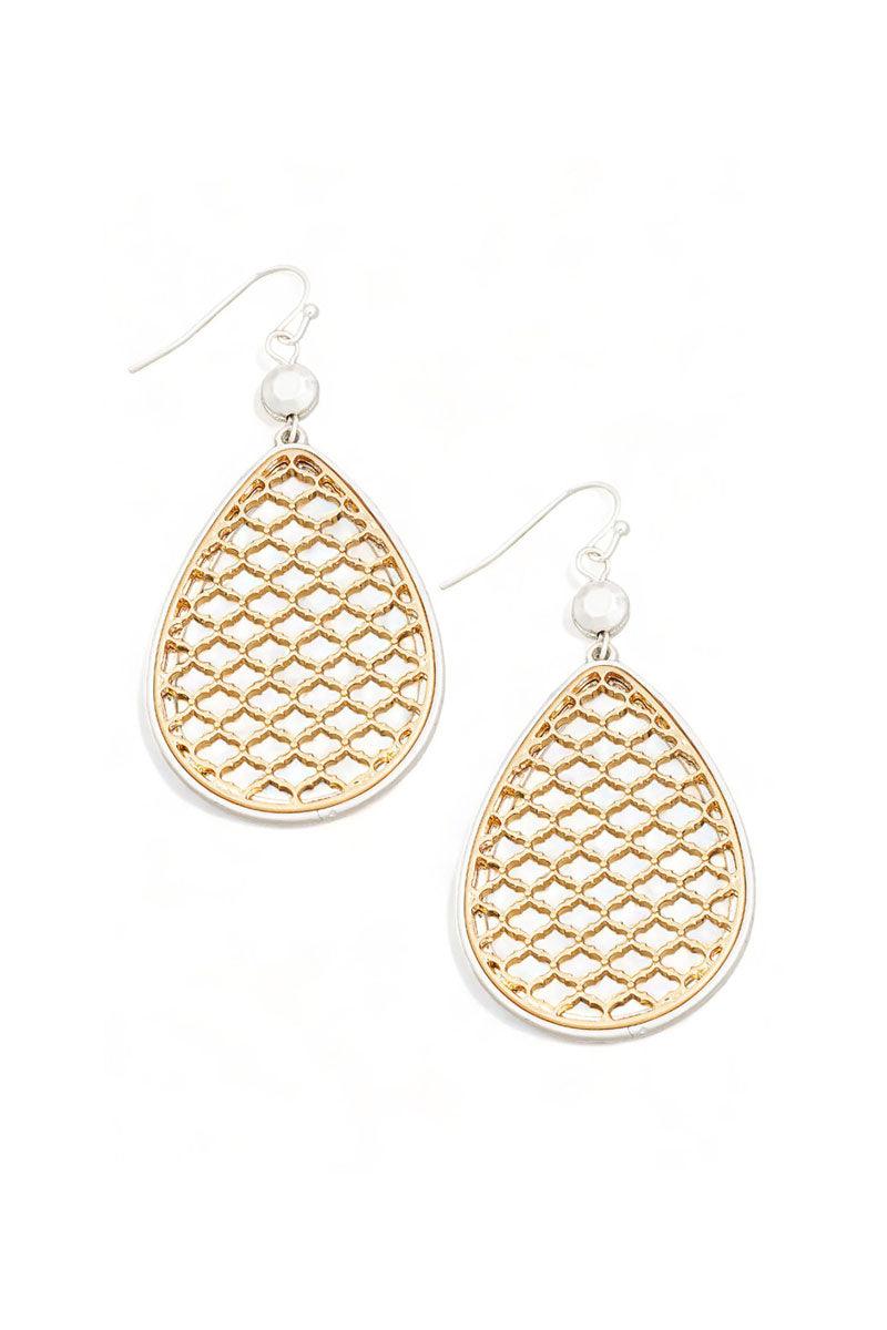 Ethnic Teardrop Filigree Mesh Drop Earrings - Tasha Apparel Wholesale