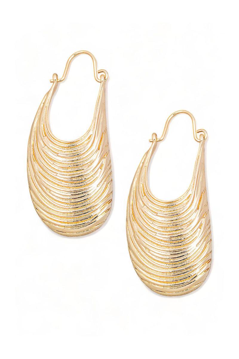 Elongated Ribbed Texture Shell Earrings - Tasha Apparel Wholesale