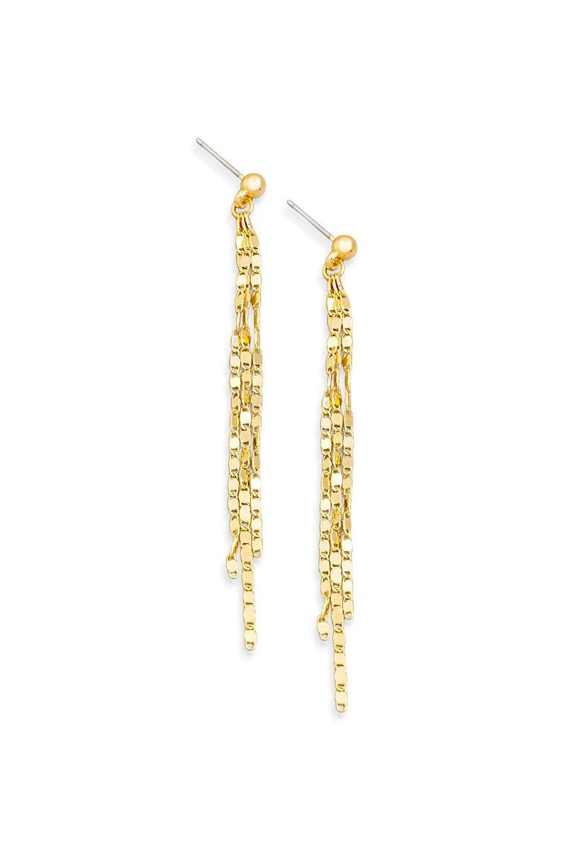 Boho Thin Flat Multi Chain Fringe Earrings - Tasha Apparel Wholesale