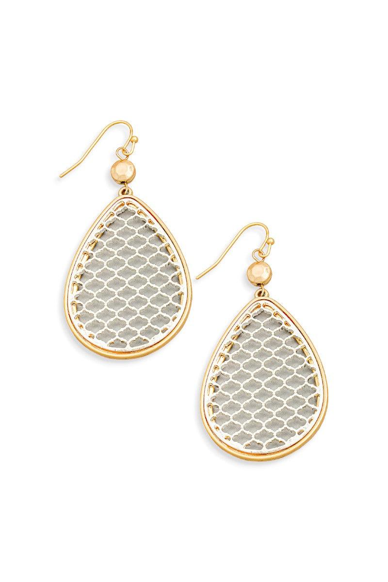 Ethnic Teardrop Filigree Mesh Drop Earrings - Tasha Apparel Wholesale