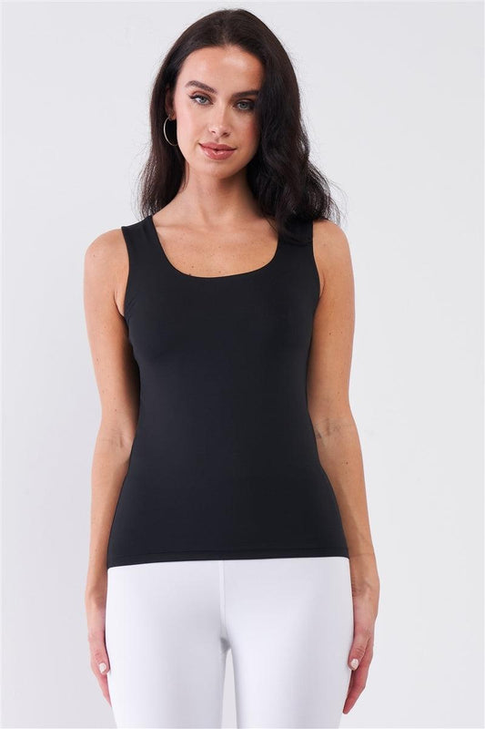 Classic Black Basic Tank Top for Yoga and Layering - Tasha Apparel Wholesale