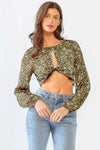 Floral Bliss Twist Front Detail Crop Top /1-2-2-1 - Tasha Apparel Wholesale