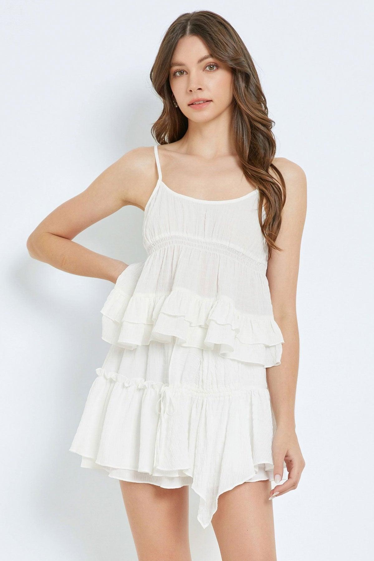 Linen Boho Ruffle Tiered Crop Top - Tasha Apparel Wholesale