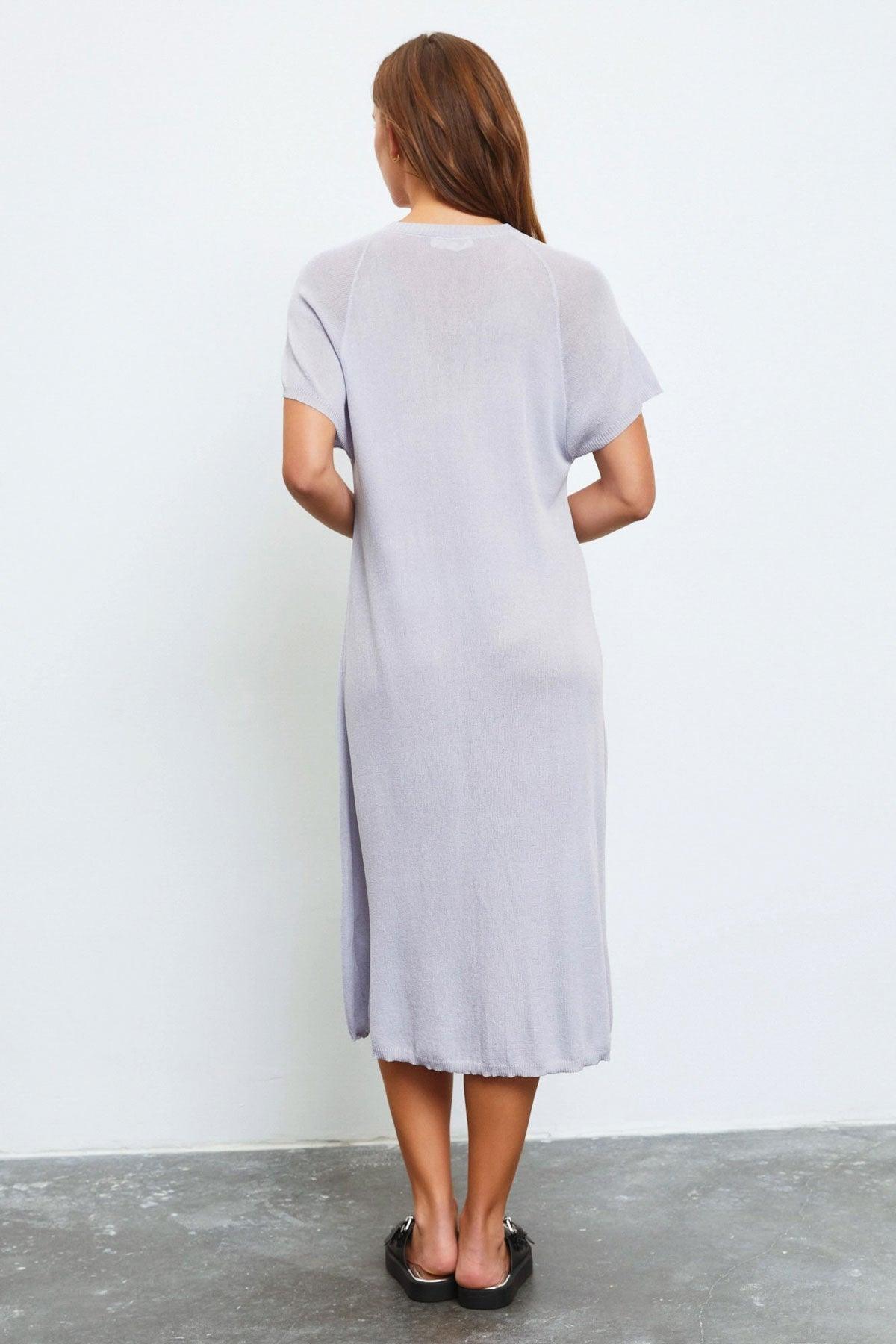 Relax Batwing Short Sleeve Sweater Midi Dress - Tasha Apparel Wholesale