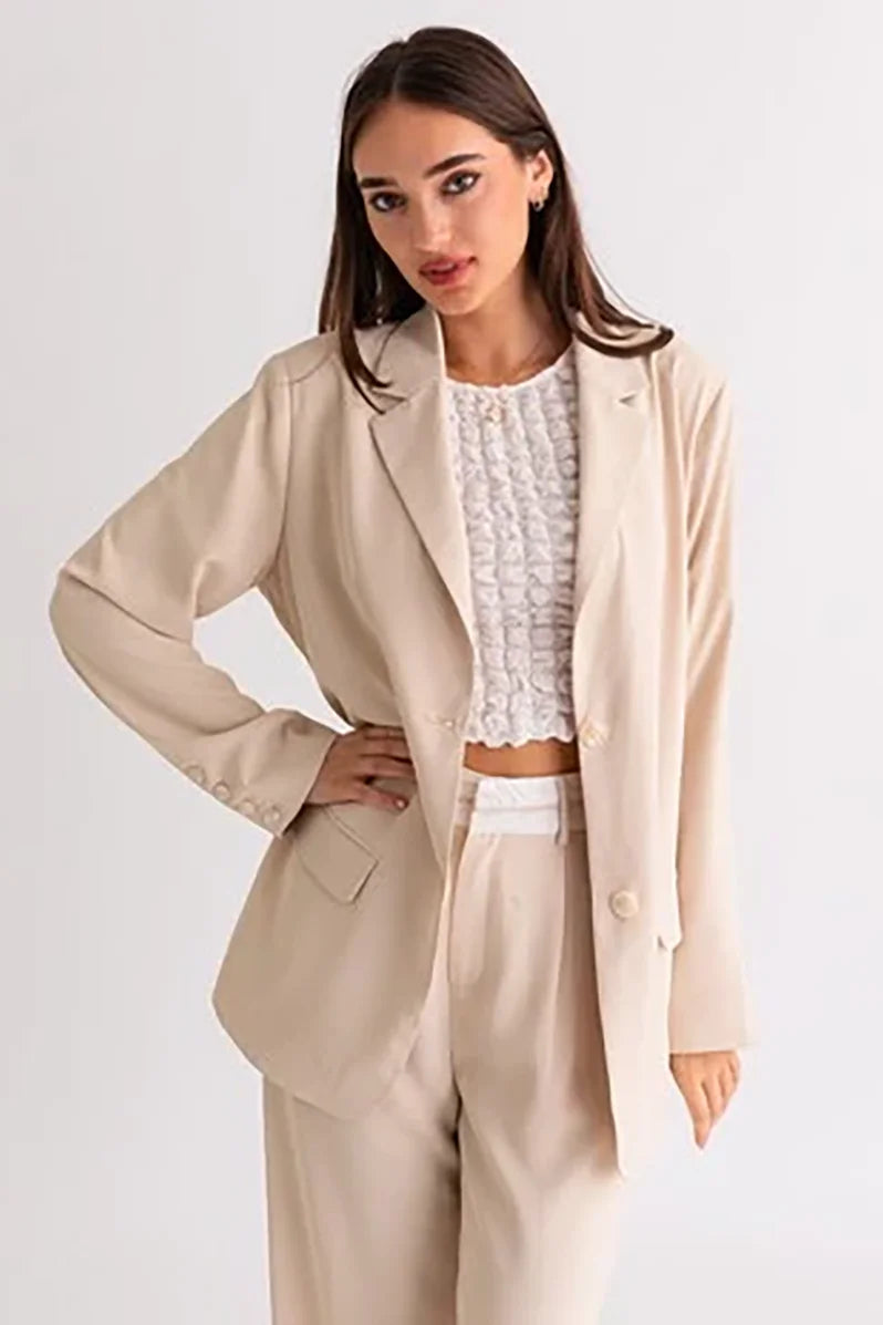 Chic Lace-Up Back Oversized Blazer