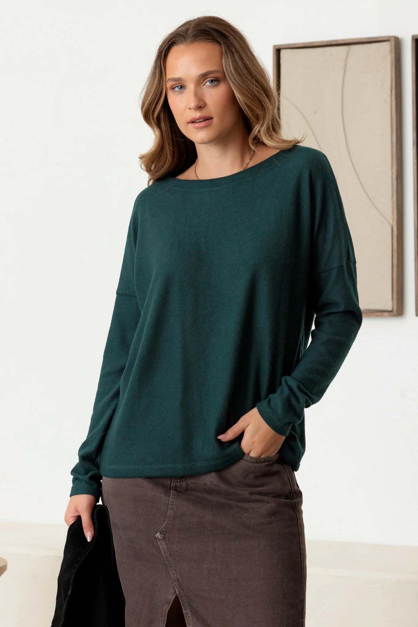 Crew Neck Long Sleeve Soft Cozy Top