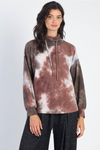 Brown Tie-Dye Turtle Neck Long Sleeve Sweatshirt /1-1-1