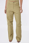 Cotton Bow Detail Wide Leg Cargo Pants