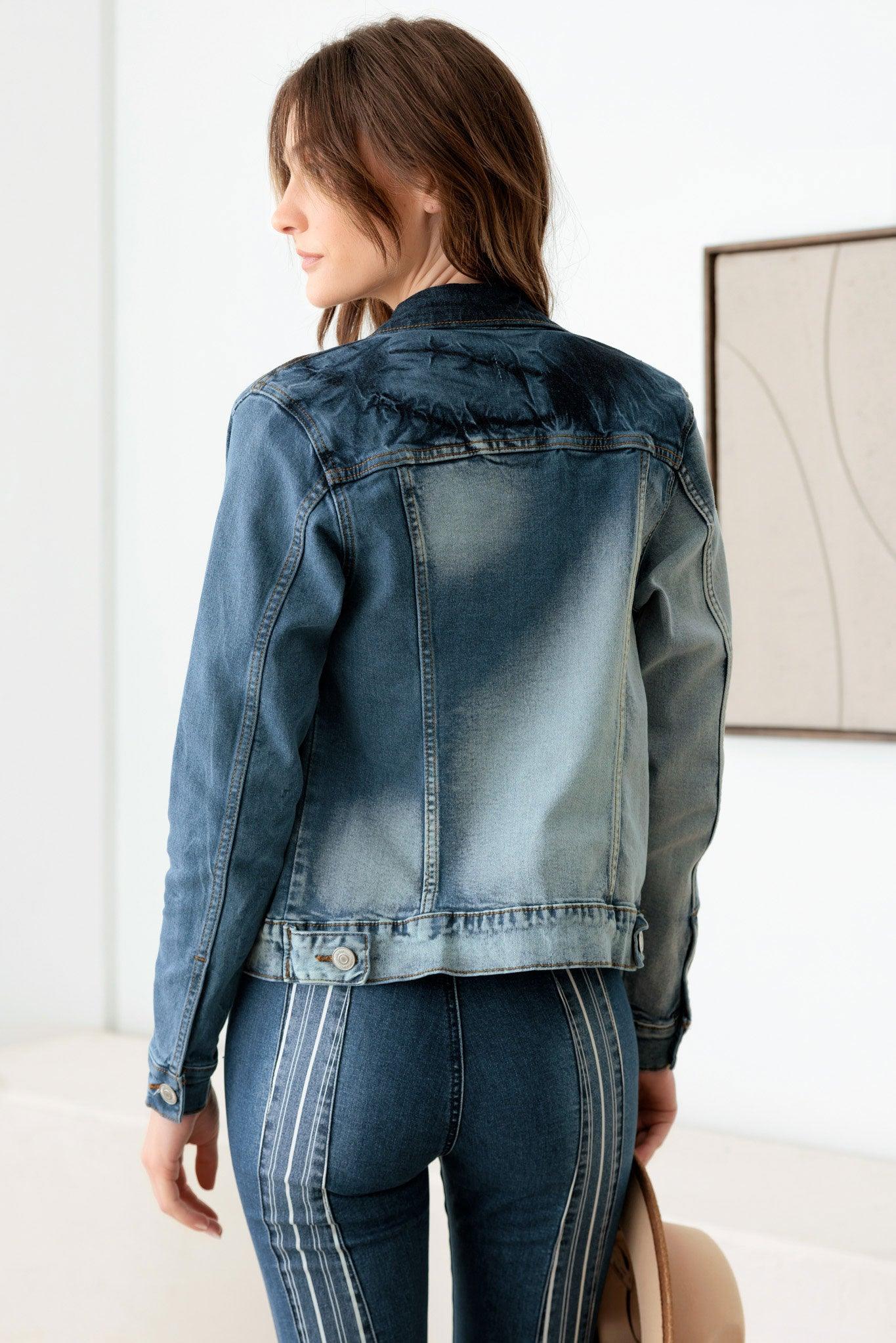 Faded Denim Blue Jacket - Tasha Apparel Wholesale