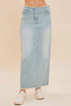 Frayed Back Slit Maxi Denim Skirt