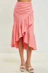 Ruffle Asymmetric Wrap Midi Skirt