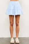 Chambray Tiered Elastic Waist Mini Skort