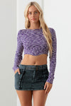 Vibrant Purple Open-Back Knit Chic Crop Top - Tasha Apparel Wholesale