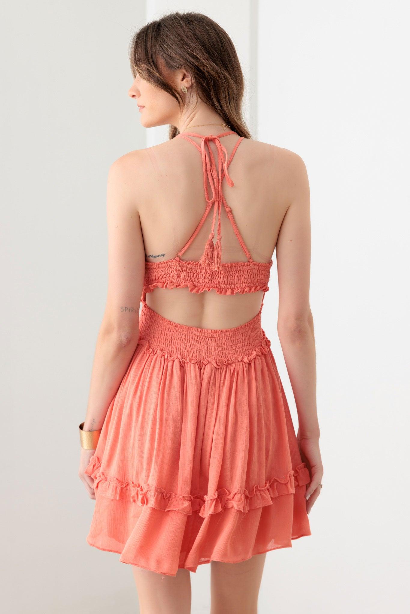 Lace open back Ruffle Tiered Dress - Tasha Apparel Wholesale