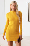 Long Sleeve Ribbed Mock Neck Mini Sweater Dress - Tasha Apparel Wholesale