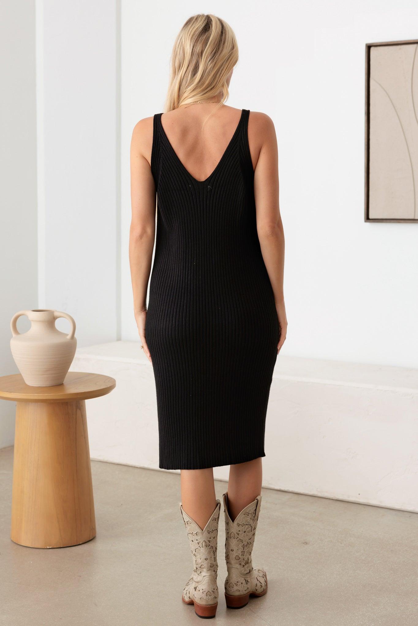 Ribbed Strappy Slim Knit Midi Dress - Tasha Apparel Wholesale