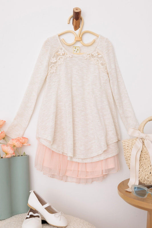 Girls Western Embroidered Lace Long Sleeve Top - Tasha Apparel Wholesale