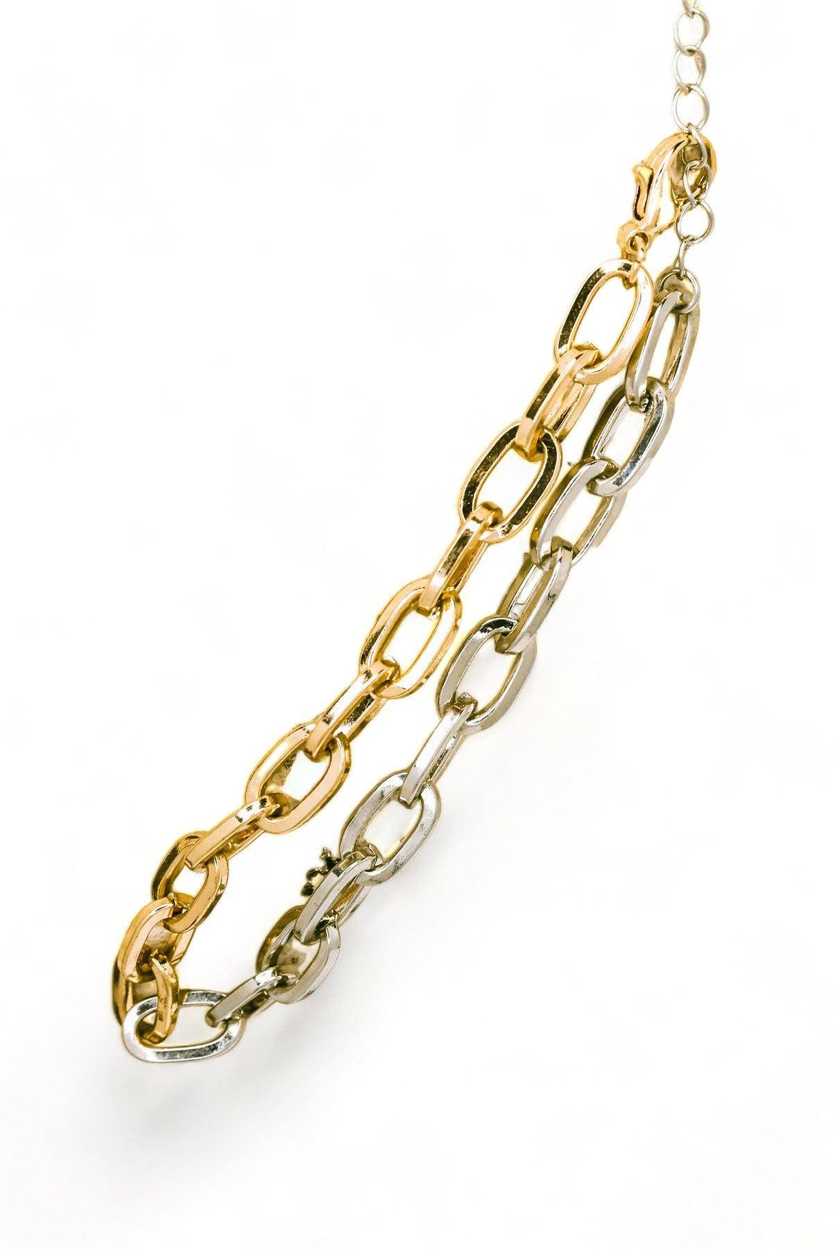 Two Tone Gold & Silver Cable Chain Link Anklet - Tasha Apparel Wholesale