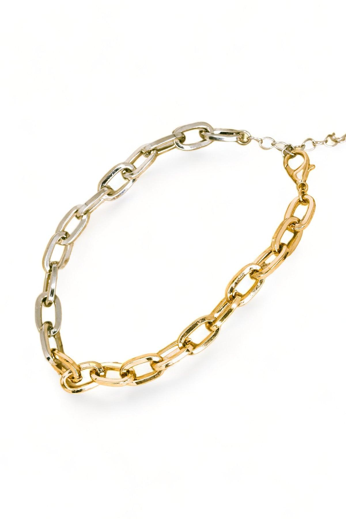 Two Tone Gold & Silver Cable Chain Link Anklet - Tasha Apparel Wholesale