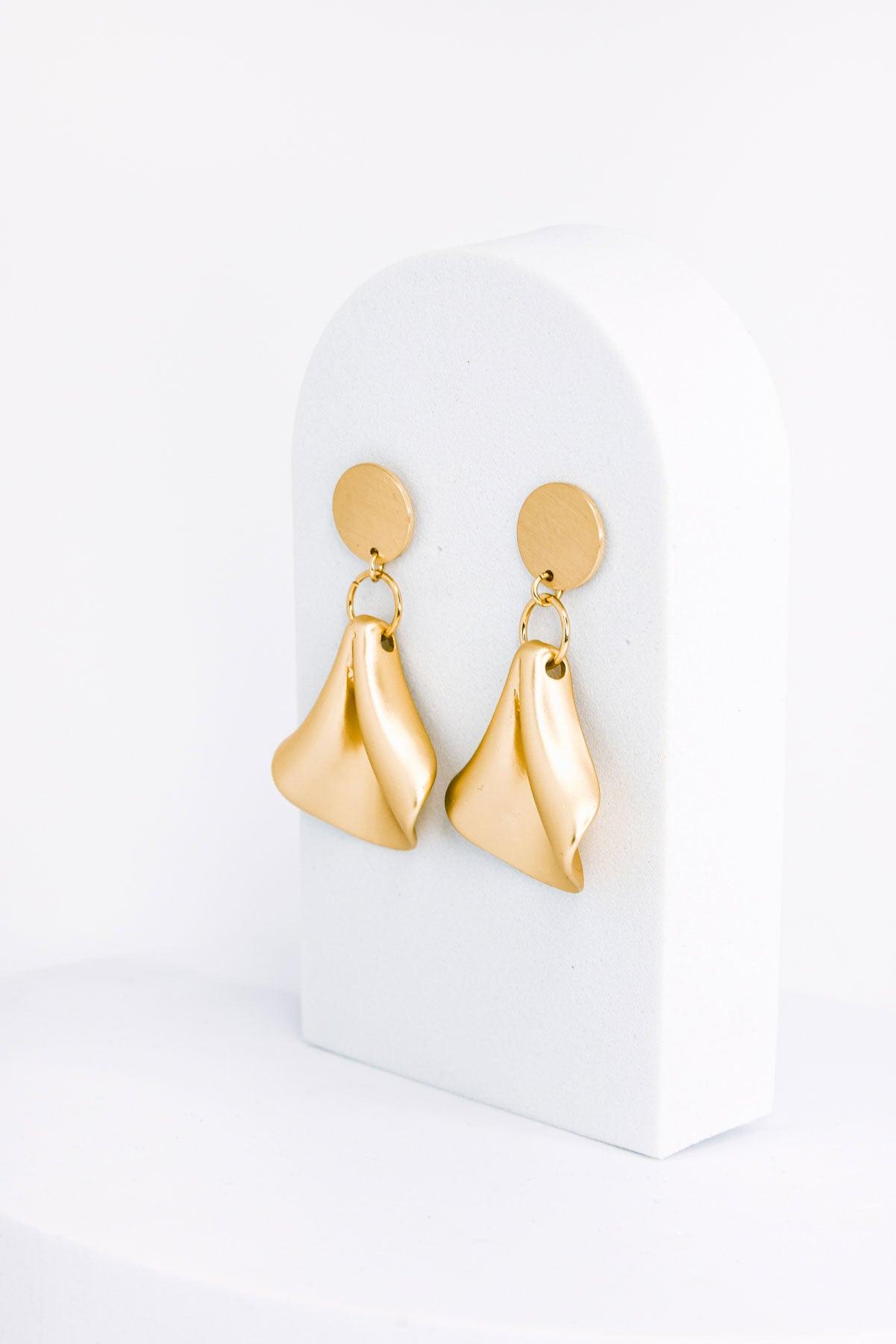 Metal Drop Shape Width Length Earrings - Tasha Apparel Wholesale