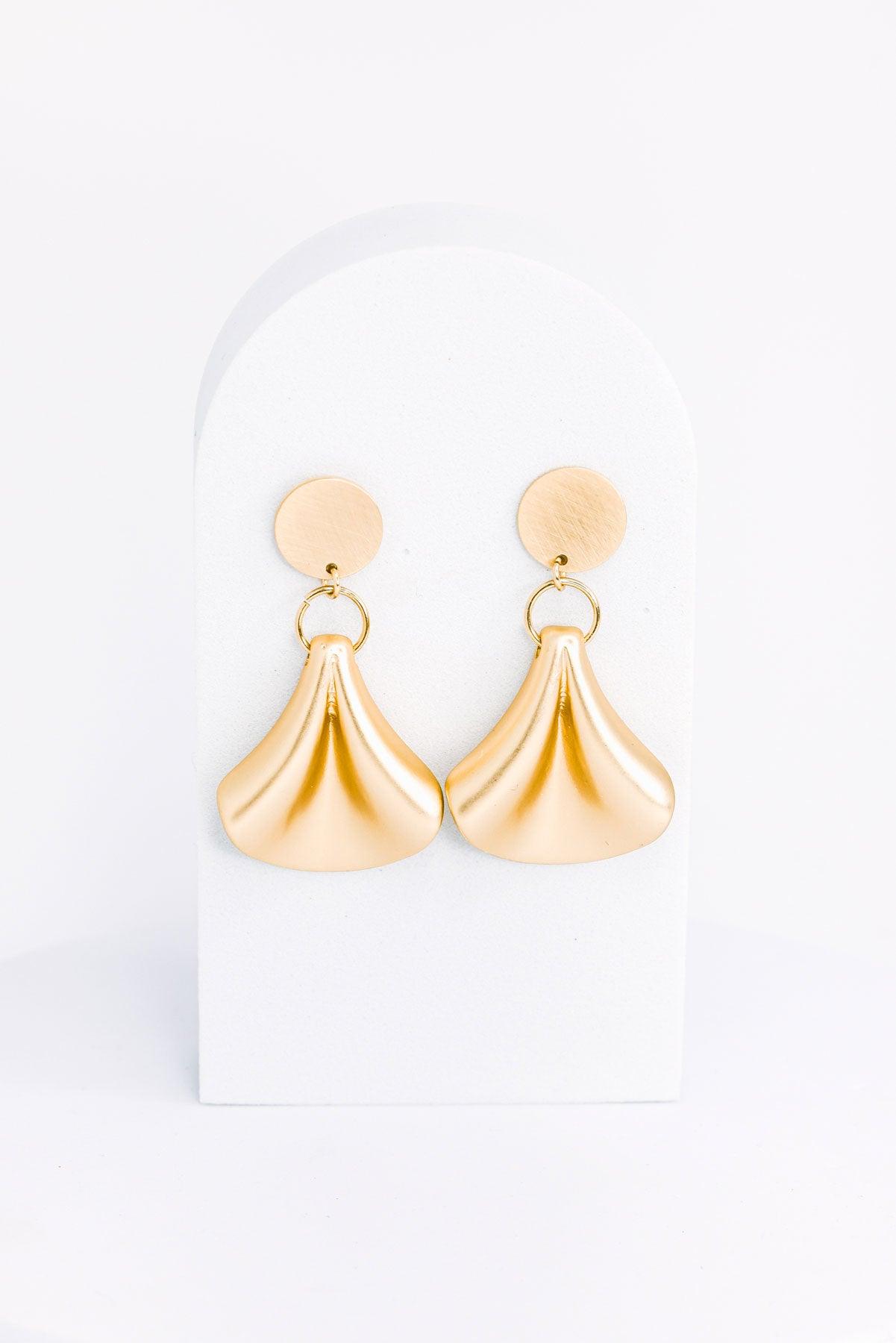 Metal Drop Shape Width Length Earrings - Tasha Apparel Wholesale