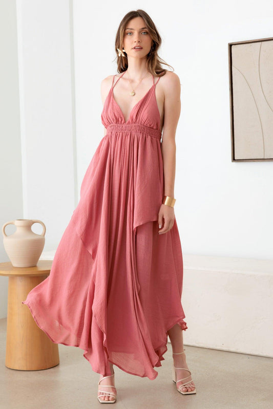 Tassel Fringe Strap Cutout Maxi Dress - Tasha Apparel Wholesale