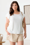 Plus Size Short fluttery sleeves Round Neck Top - Tasha Apparel Wholesale
