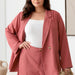 Plus Size Coral Blazer & Plated Short Set - Tasha Apparel Wholesale