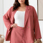 Plus Size Coral Blazer & Plated Short Set - Tasha Apparel Wholesale