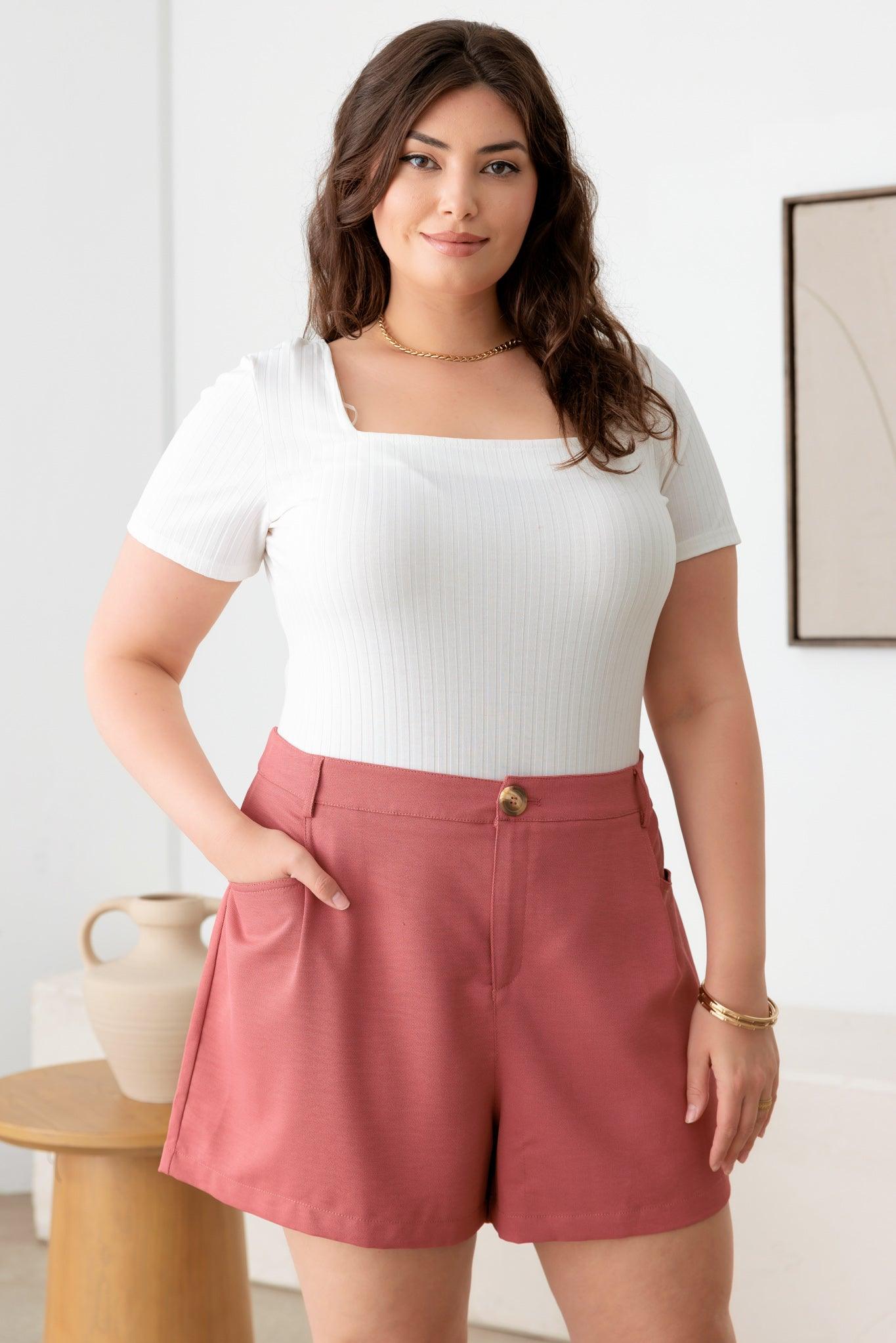 Plus Size Plated Coral Short - Tasha Apparel Wholesale