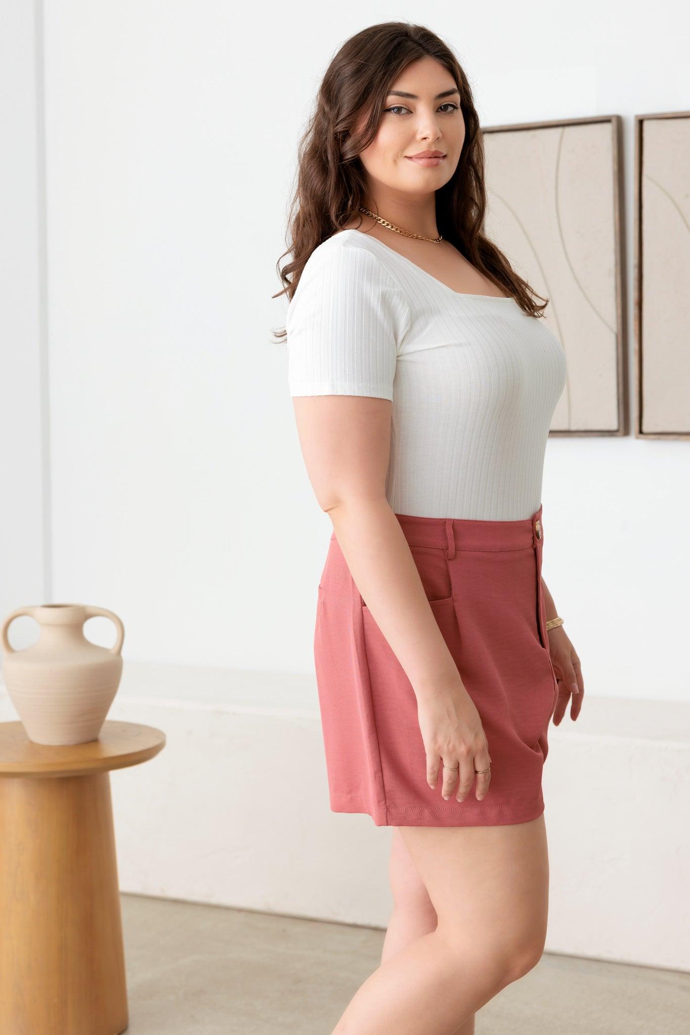 Plus Size Plated Coral Short - Tasha Apparel Wholesale