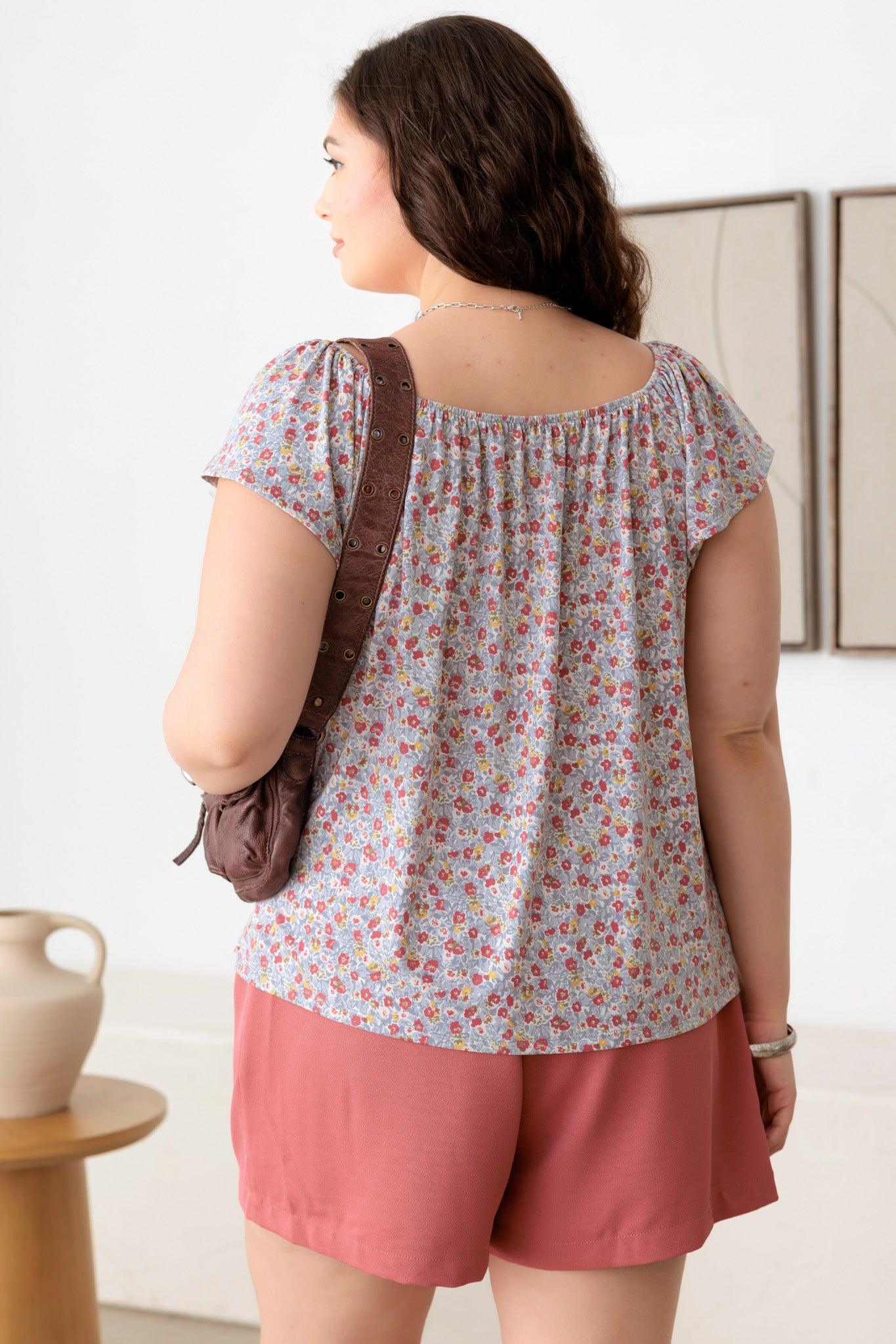 Plus Size floral Short Sleeve Top - Tasha Apparel Wholesale