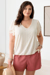 Plus Size Layered Sleeve Drawstring Hem Lace Top - Tasha Apparel Wholesale