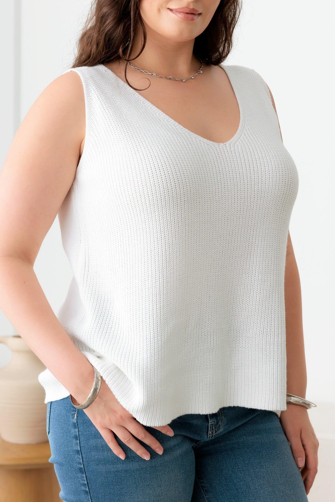 Plus Size Sleeveless V-Neck Sweater Top - Tasha Apparel Wholesale