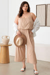 Plus Size Ribbed Cropped Spaghetti Strap Jumpsuit - Tasha Apparel Wholesale