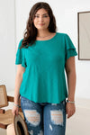 Plus Size Double Ruffle Short Sleeve Crew Neck Top - Tasha Apparel Wholesale