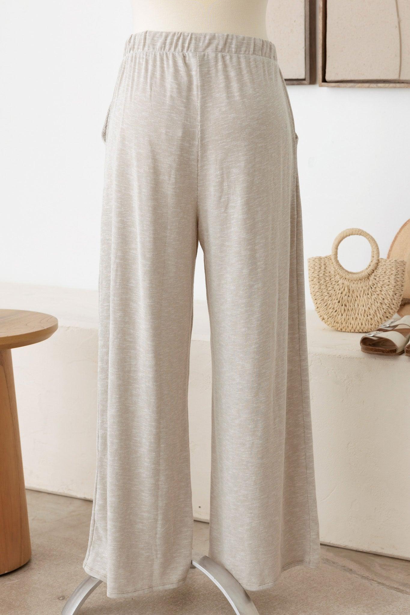 Plus Size Ribbed Self Tie Pants - Tasha Apparel Wholesale